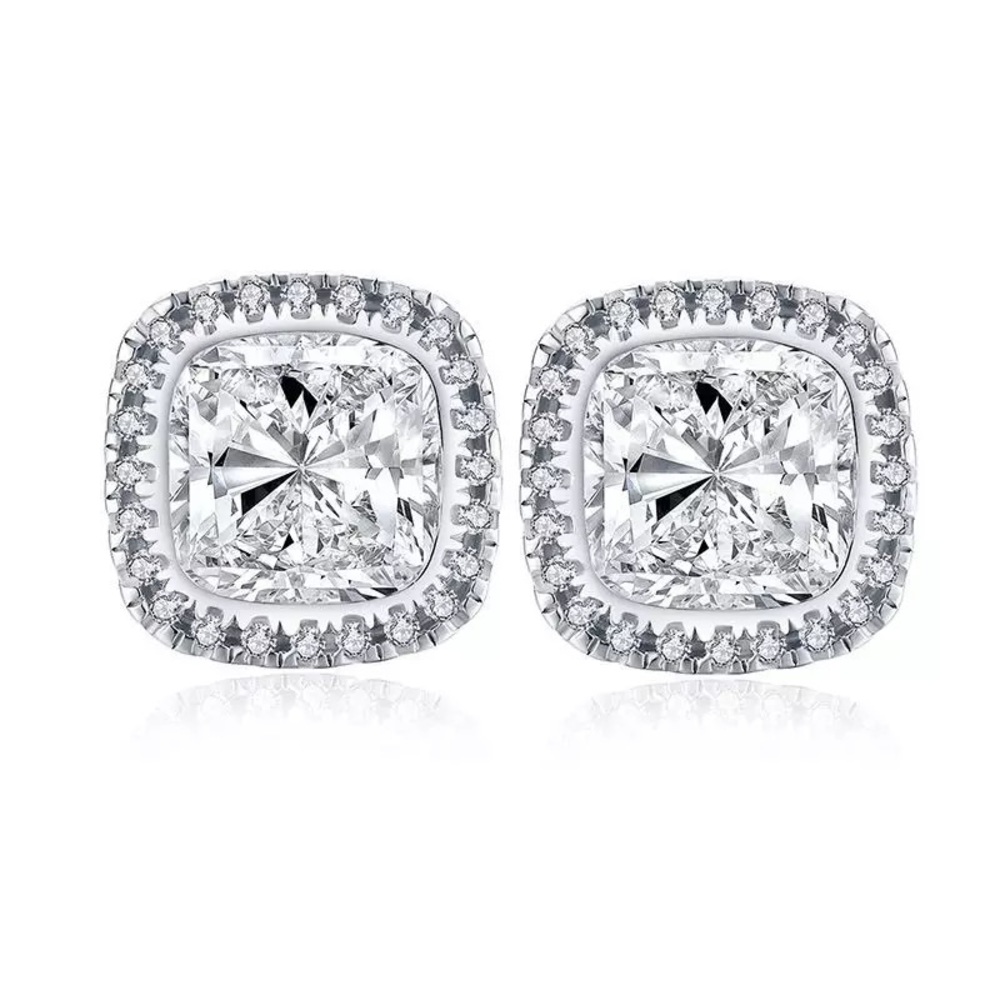 2.79Ct Cushion Cut Simulated Diamond Earrings Stud